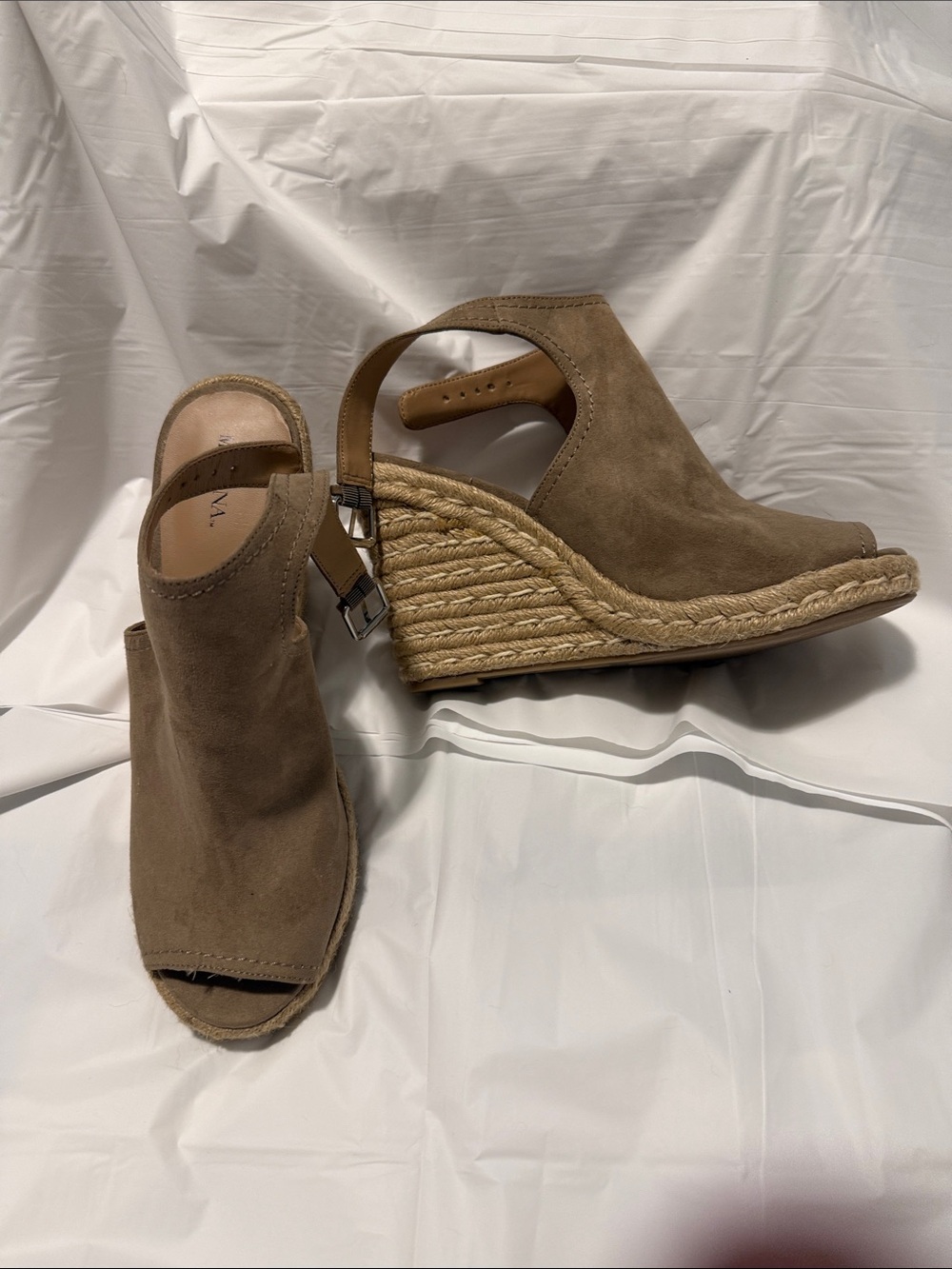 Merona Taupe Faux Suede Espadrille Wedge Sandals